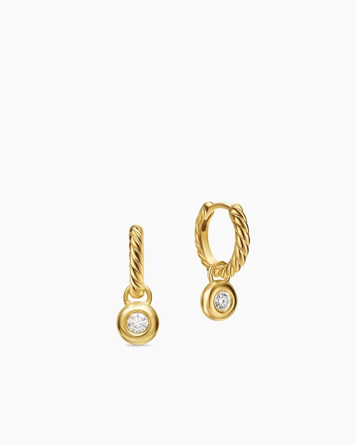 Petite Cable Huggie Drop Earrings In 18K Yellow Gold With Diamonds 175mm Women David Yurman Drop Petite Cable Huggie Drop Earrings In 18K Yellow Gold With Diamonds 175mm Women David Yurman Drop