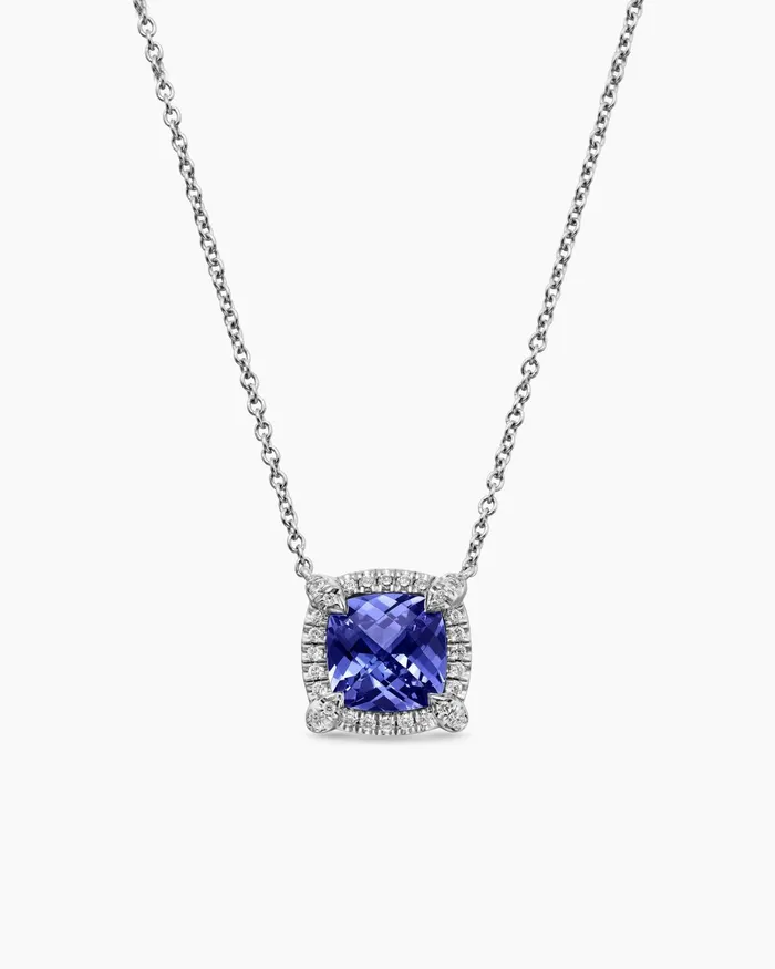 Petite Chatelaine Pav Bezel Pendant Necklace In 18K White Gold With Tanzanite And Diamonds 7mm Women David Yurman Pendant Petite Chatelaine Pav Bezel Pendant Necklace In 18K White Gold With Tanzanite And Diamonds 7mm Women David Yurman Pendant
