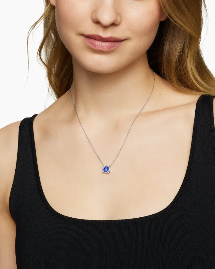 Petite Chatelaine Pav Bezel Pendant Necklace In 18K White Gold With Tanzanite And Diamonds 7mm Women David Yurman Pendant Petite Chatelaine Pav Bezel Pendant Necklace In 18K White Gold With Tanzanite And Diamonds 7mm Women David Yurman Pendant