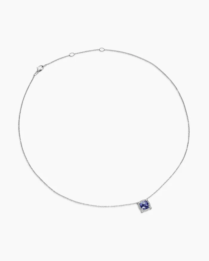 Petite Chatelaine Pav Bezel Pendant Necklace In 18K White Gold With Tanzanite And Diamonds 7mm Women David Yurman Pendant Petite Chatelaine Pav Bezel Pendant Necklace In 18K White Gold With Tanzanite And Diamonds 7mm Women David Yurman Pendant