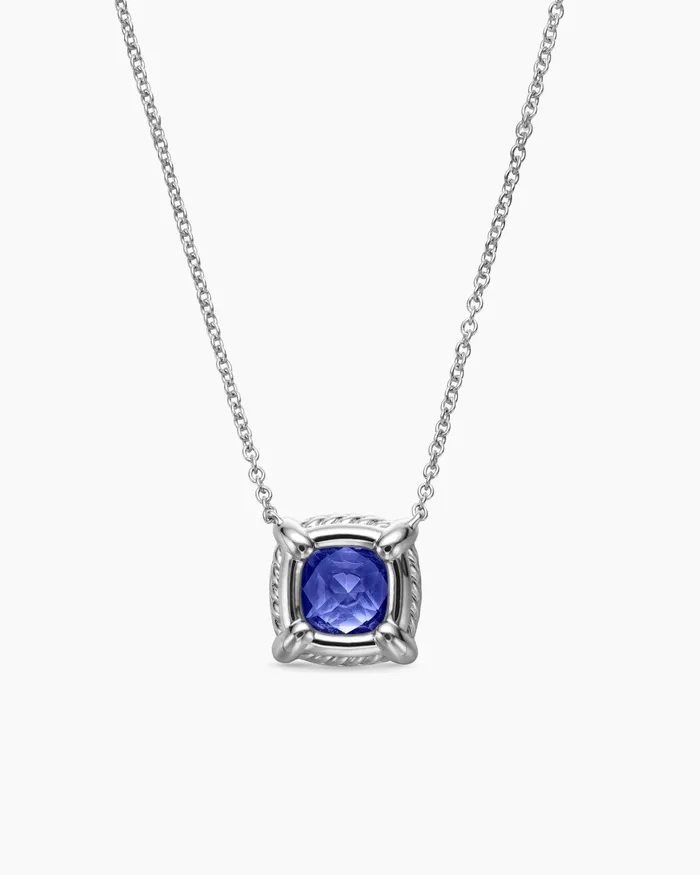 Petite Chatelaine Pav Bezel Pendant Necklace In 18K White Gold With Tanzanite And Diamonds 7mm Women David Yurman Pendant Petite Chatelaine Pav Bezel Pendant Necklace In 18K White Gold With Tanzanite And Diamonds 7mm Women David Yurman Pendant