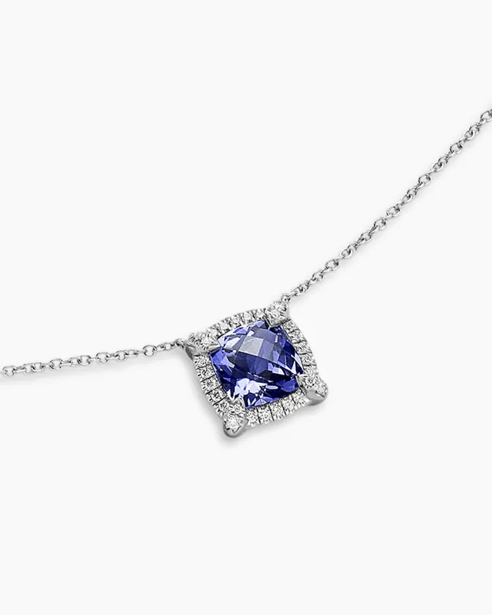 Petite Chatelaine Pav Bezel Pendant Necklace In 18K White Gold With Tanzanite And Diamonds 7mm Women David Yurman Pendant Petite Chatelaine Pav Bezel Pendant Necklace In 18K White Gold With Tanzanite And Diamonds 7mm Women David Yurman Pendant