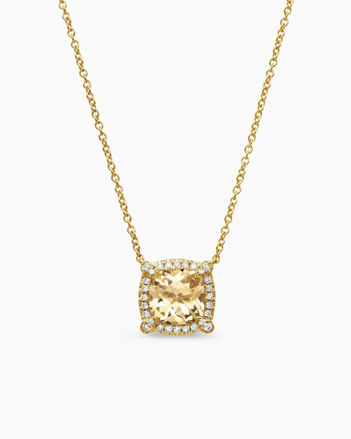 Petite Chatelaine Pav Bezel Pendant Necklace In 18K Yellow Gold With Champagne Citrine And Diamonds 7mm Women David Yurman Pendant Petite Chatelaine Pav Bezel Pendant Necklace In 18K Yellow Gold With Champagne Citrine And Diamonds 7mm Women David Yurman Pendant