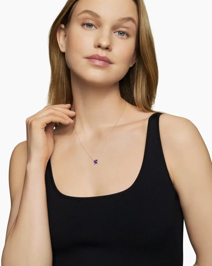 Petite Chatelaine Pendant Necklace In 18K White Gold With Tanzanite And Diamonds 7mm Women David Yurman Pendant Petite Chatelaine Pendant Necklace In 18K White Gold With Tanzanite And Diamonds 7mm Women David Yurman Pendant