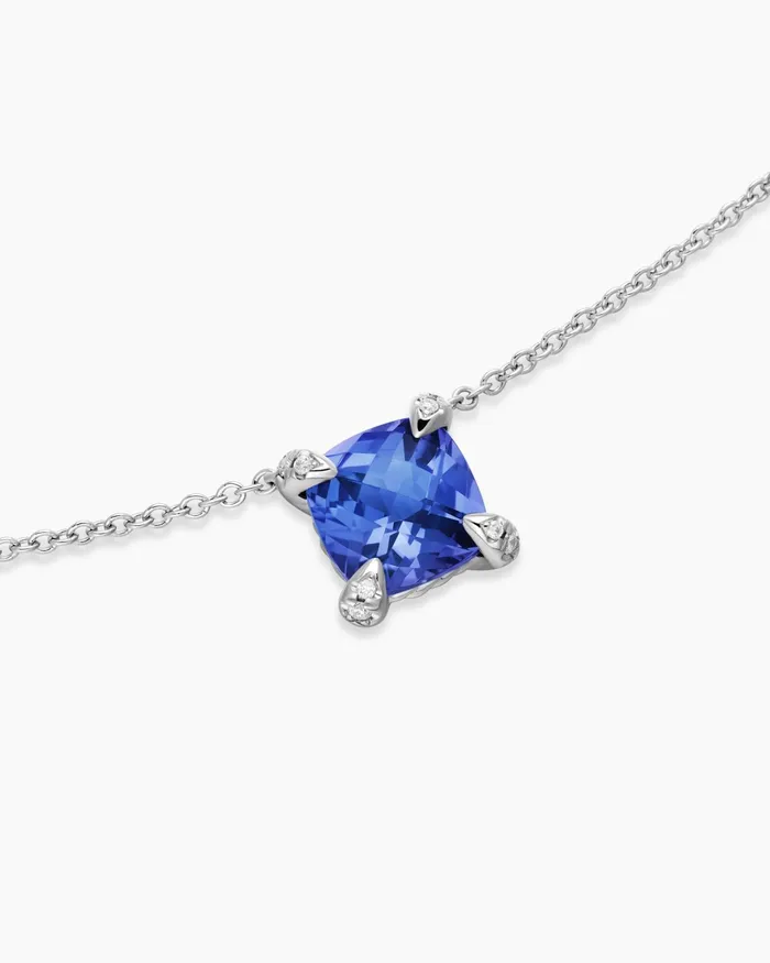 Petite Chatelaine Pendant Necklace In 18K White Gold With Tanzanite And Diamonds 7mm Women David Yurman Pendant Petite Chatelaine Pendant Necklace In 18K White Gold With Tanzanite And Diamonds 7mm Women David Yurman Pendant