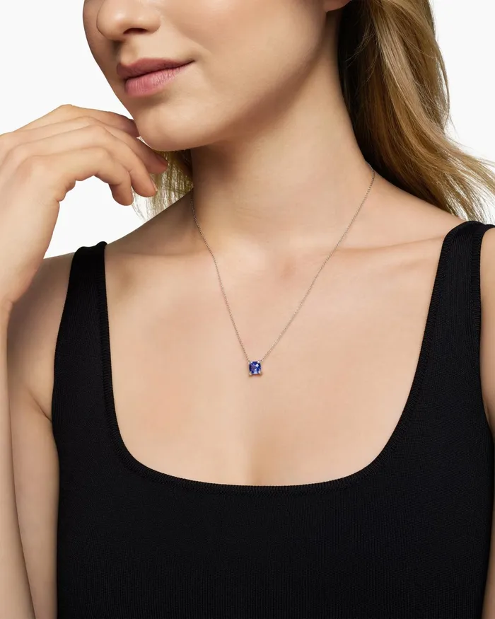 Petite Chatelaine Pendant Necklace In 18K White Gold With Tanzanite And Diamonds 7mm Women David Yurman Pendant Petite Chatelaine Pendant Necklace In 18K White Gold With Tanzanite And Diamonds 7mm Women David Yurman Pendant