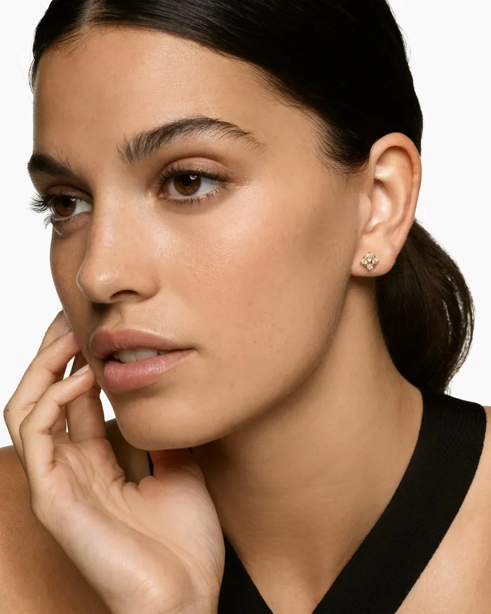 Petite Modern Renaissance Pyramid Stud Earrings In 18K Yellow Gold With Diamonds 8mm Women David Yurman Stud Petite Modern Renaissance Pyramid Stud Earrings In 18K Yellow Gold With Diamonds 8mm Women David Yurman Stud