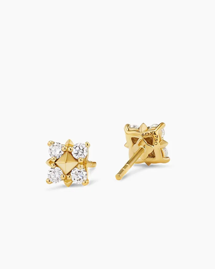 Petite Modern Renaissance Pyramid Stud Earrings In 18K Yellow Gold With Diamonds 8mm Women David Yurman Stud Petite Modern Renaissance Pyramid Stud Earrings In 18K Yellow Gold With Diamonds 8mm Women David Yurman Stud