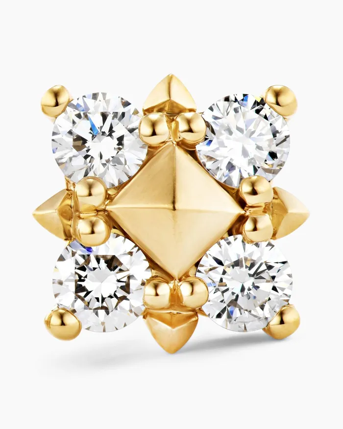 Petite Modern Renaissance Pyramid Stud Earrings In 18K Yellow Gold With Diamonds 8mm Women David Yurman Stud Petite Modern Renaissance Pyramid Stud Earrings In 18K Yellow Gold With Diamonds 8mm Women David Yurman Stud