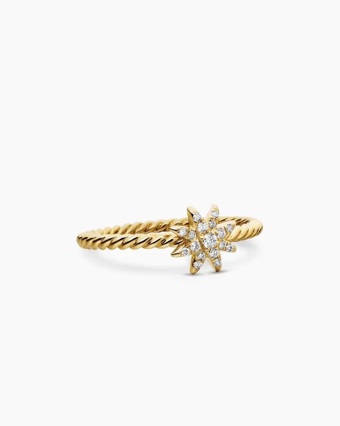 Petite Starburst Ring In 18K Yellow Gold With Diamonds 75mm Women David Yurman Petite Petite Starburst Ring In 18K Yellow Gold With Diamonds 75mm Women David Yurman Petite