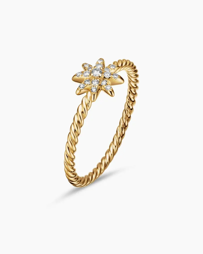 Petite Starburst Ring In 18K Yellow Gold With Diamonds 75mm Women David Yurman Petite Petite Starburst Ring In 18K Yellow Gold With Diamonds 75mm Women David Yurman Petite