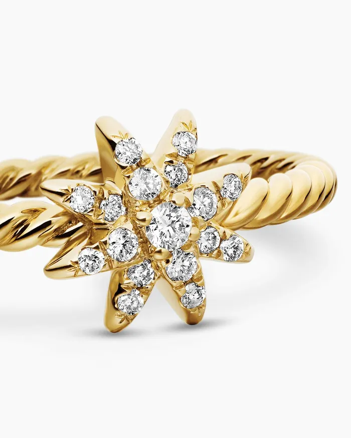 Petite Starburst Ring In 18K Yellow Gold With Diamonds 75mm Women David Yurman Petite Petite Starburst Ring In 18K Yellow Gold With Diamonds 75mm Women David Yurman Petite