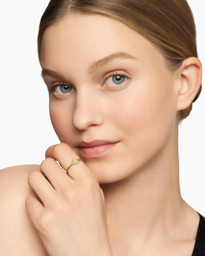 Petite Starburst Ring In 18K Yellow Gold With Diamonds 75mm Women David Yurman Petite Petite Starburst Ring In 18K Yellow Gold With Diamonds 75mm Women David Yurman Petite