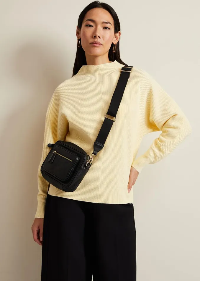 Phase Eight Bags and Clutches Leather Cross Body Bag Black 8211 Women