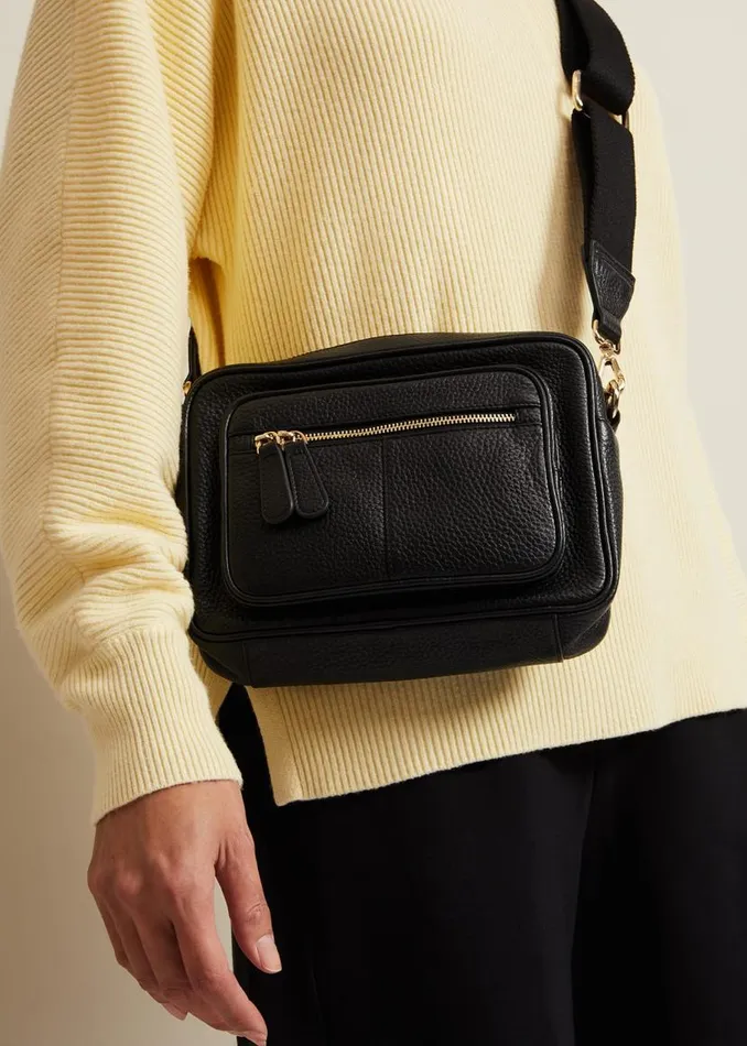 Phase Eight Bags and Clutches Leather Cross Body Bag Black 8211 Women