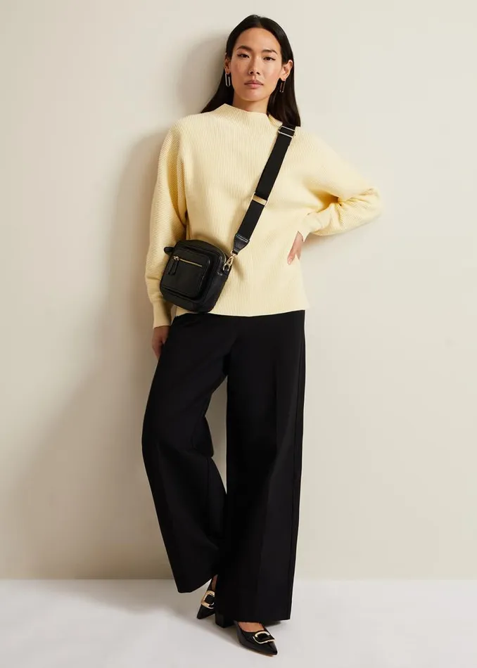 Phase Eight Bags and Clutches Leather Cross Body Bag Black 8211 Women