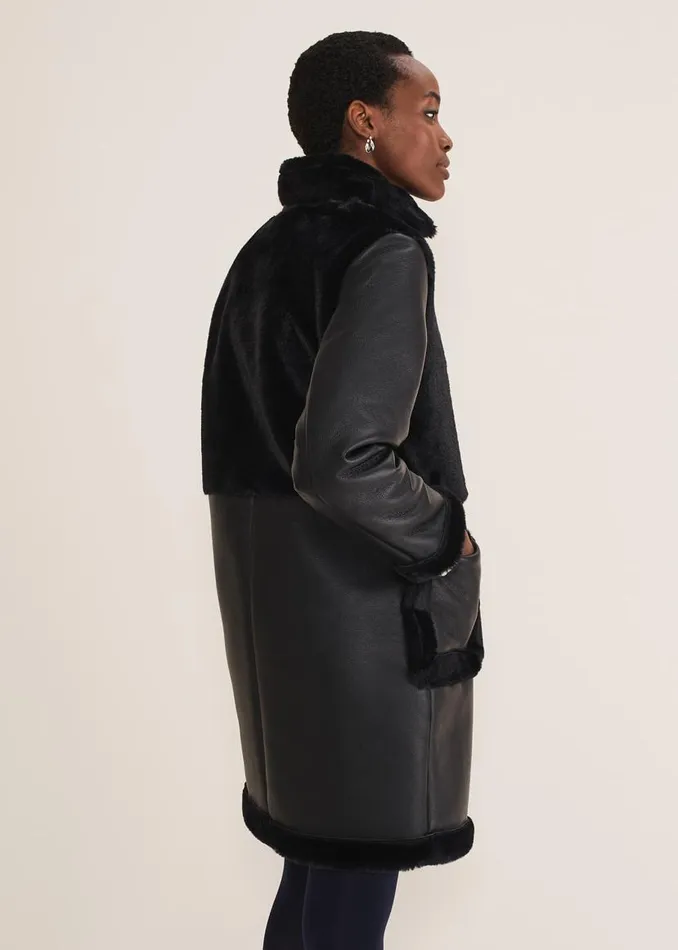 Phase Eight Coats Nova Longline Aviator Black 8211 Women
