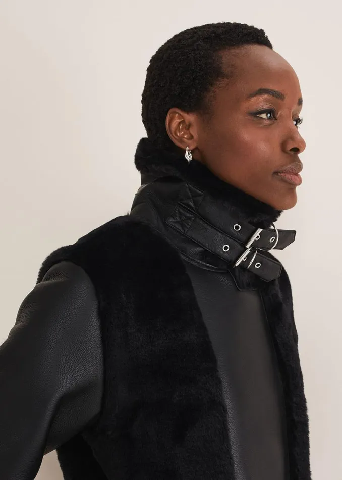 Phase Eight Coats Nova Longline Aviator Black 8211 Women
