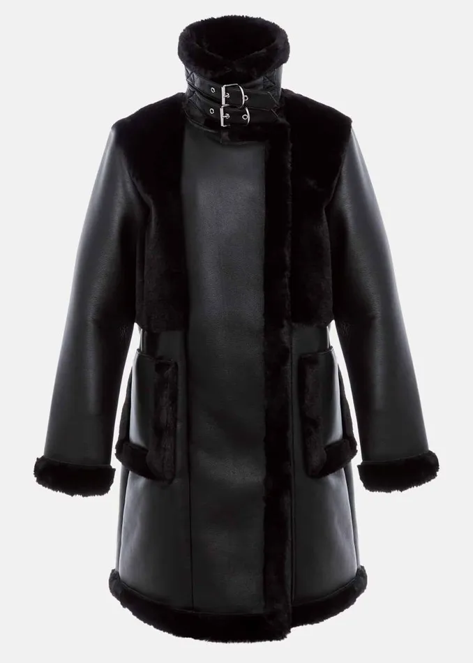 Phase Eight Coats Nova Longline Aviator Black 8211 Women