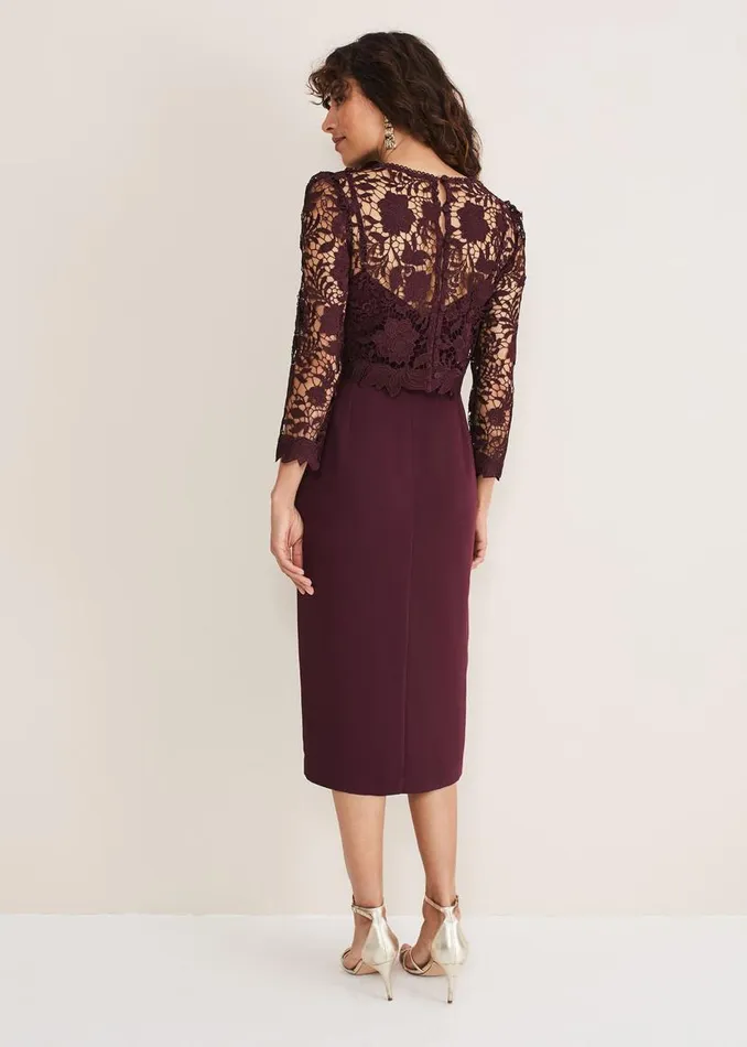 Phase Eight Dresses Adeline Double Layer Lace Dress Dark Plum 8211 Women