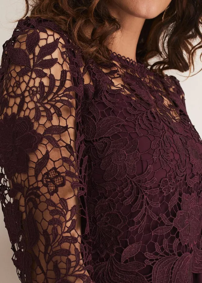 Phase Eight Dresses Adeline Double Layer Lace Dress Dark Plum 8211 Women