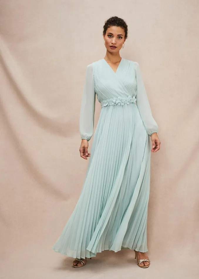 Phase Eight Dresses Alecia Pleated Maxi Dress Peppermint 8211 Women