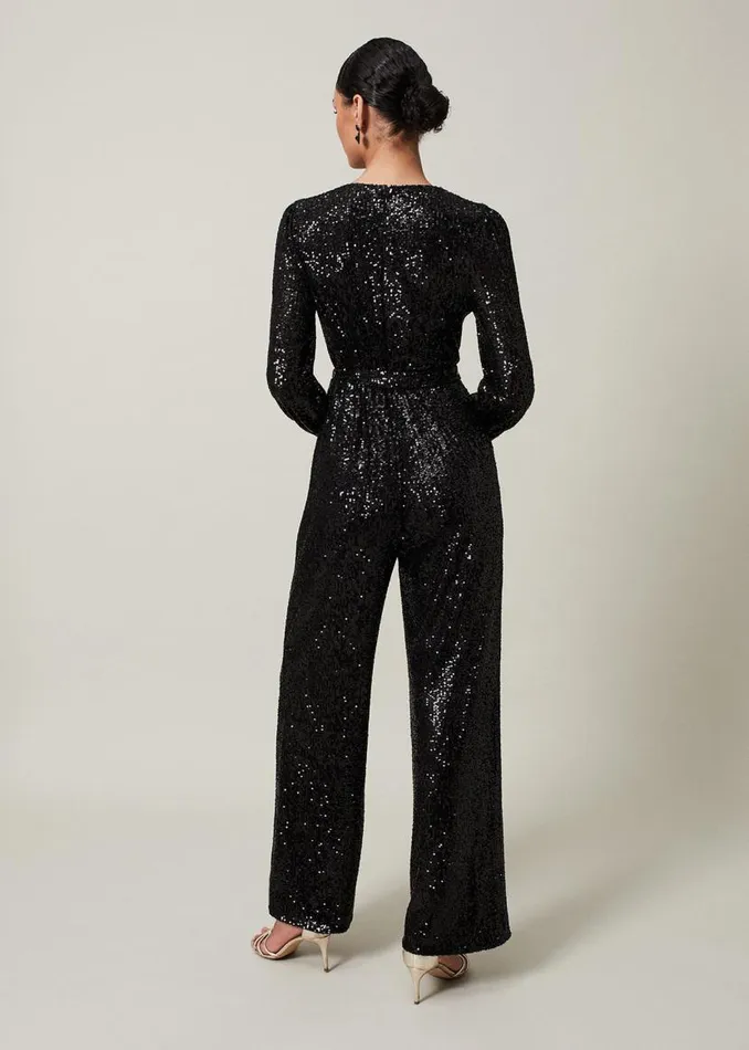 Phase Eight Dresses Alessandra Sequin Jumpsuit Black 8211 Women