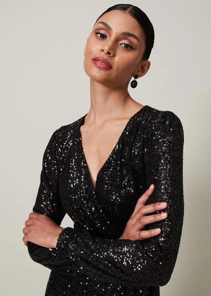 Phase Eight Dresses Alessandra Sequin Jumpsuit Black 8211 Women