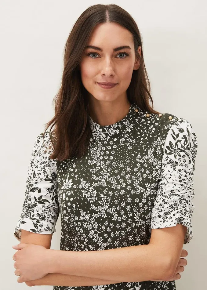 Phase Eight Dresses Alva Mixed Print Dress Khakiivory 8211 Women