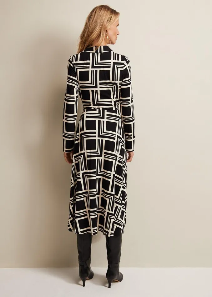 Phase Eight Dresses April Geo Midi Dress Blackmulti 8211 Women