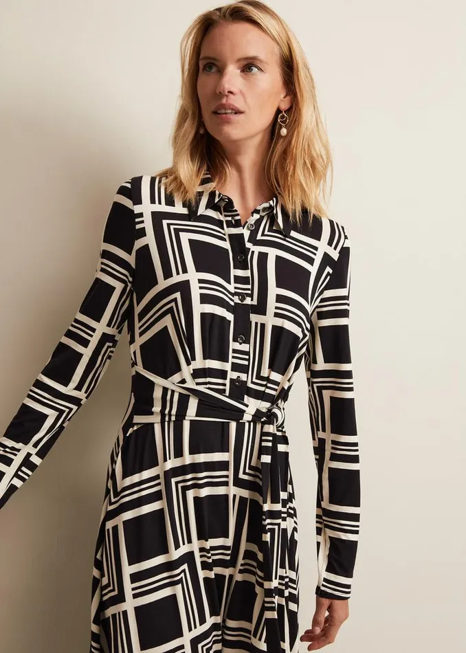 Phase Eight Dresses April Geo Midi Dress Blackmulti 8211 Women