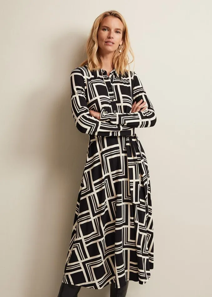 Phase Eight Dresses April Geo Midi Dress Blackmulti 8211 Women