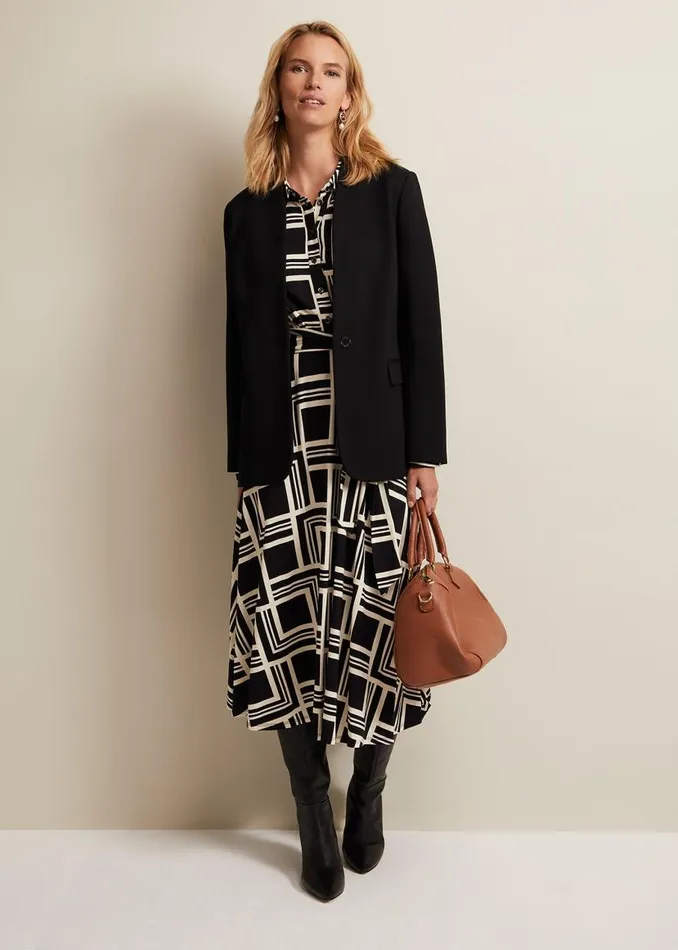 Phase Eight Dresses April Geo Midi Dress Blackmulti 8211 Women