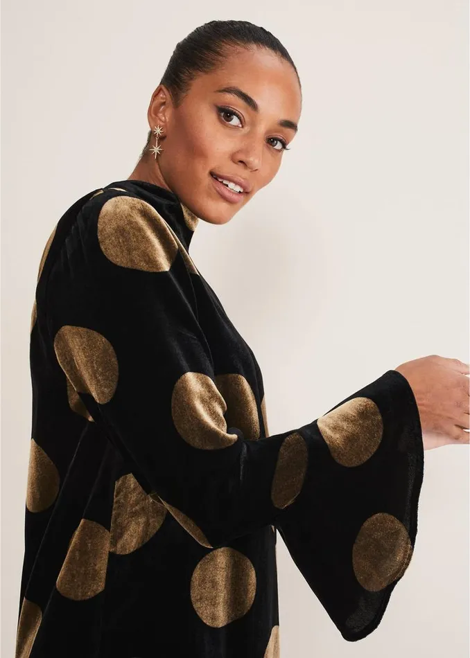 Phase Eight Dresses Aylin Spot Bell Sleeve Dress Blackgold 8211 Women