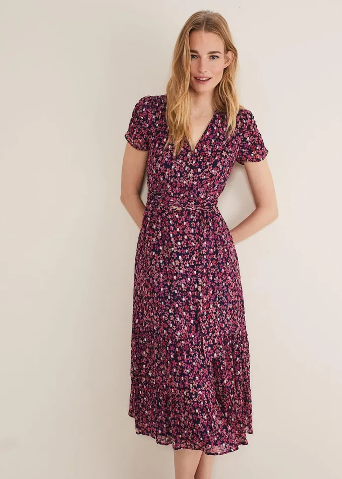 Phase Eight Dresses Azalea Ditsy Short Sleeve Midi Dress Pinkmulti 8211 Women
