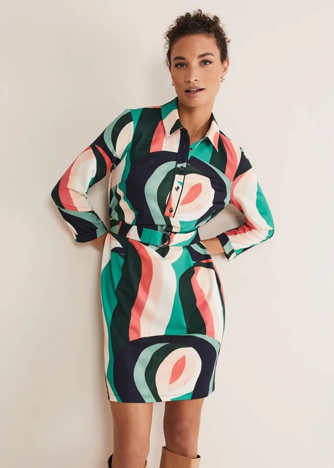 Phase Eight Dresses Beth Swirl Belted Shift Dress Greenmulti 8211 Women