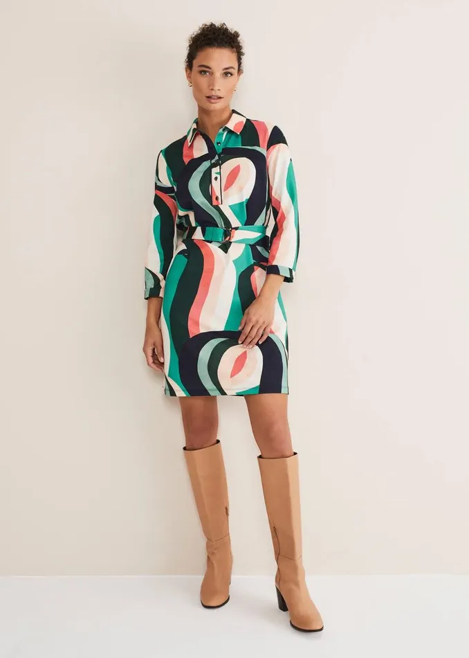 Phase Eight Dresses Beth Swirl Belted Shift Dress Greenmulti 8211 Women