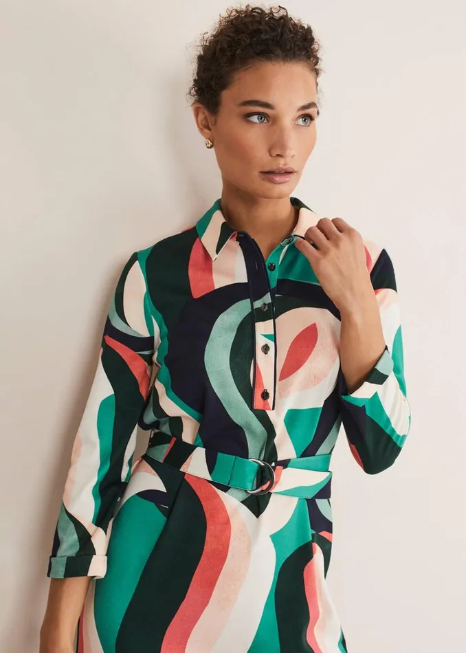 Phase Eight Dresses Beth Swirl Belted Shift Dress Greenmulti 8211 Women