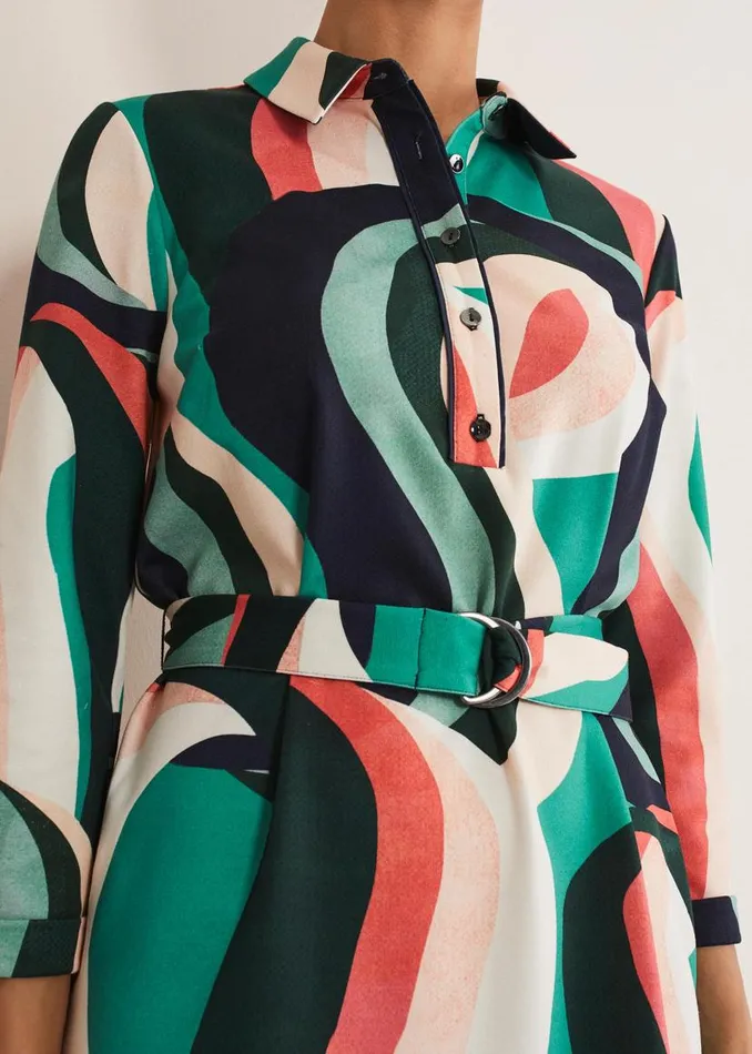 Phase Eight Dresses Beth Swirl Belted Shift Dress Greenmulti 8211 Women