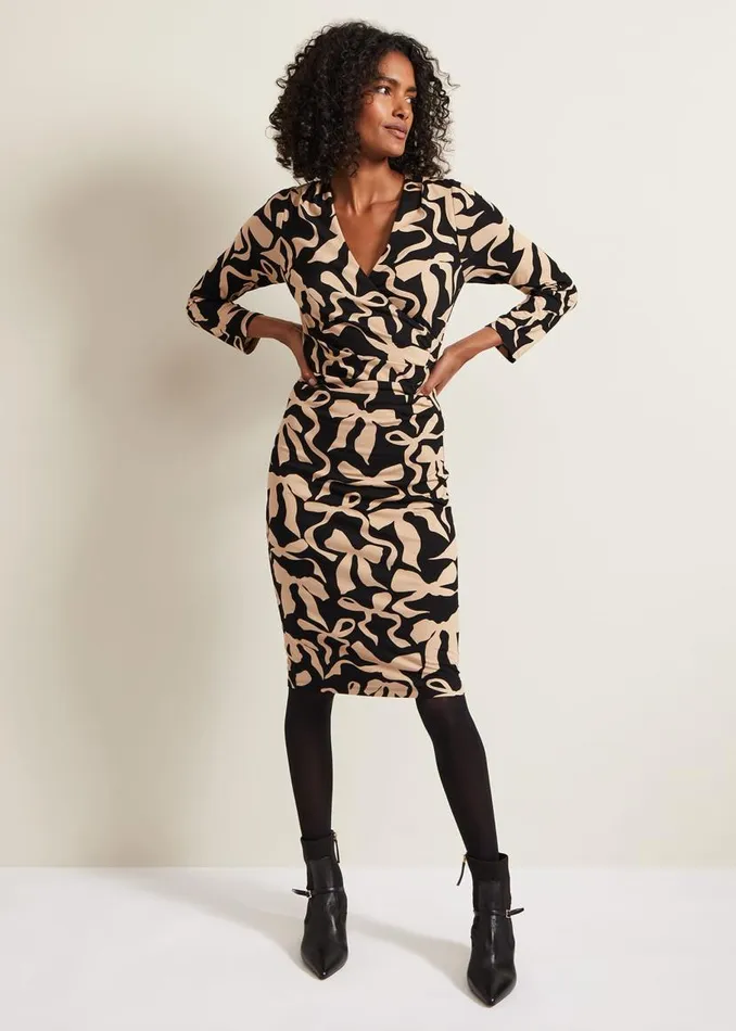 Phase Eight Dresses Brooke Jersey Bow Bodycon Midi Dress Blacknude 8211 Women Phase Eight Dresses Brooke Jersey Bow Bodycon Midi Dress Blacknude 8211 Women