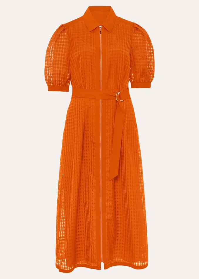 Phase Eight Dresses Carey Orange Checked Textured Midi Dress Orange 8211 Women Phase Eight Dresses Carey Orange Checked Textured Midi Dress Orange 8211 Women