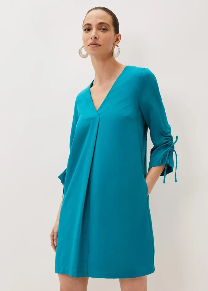 Phase Eight Dresses Ceiara Ruched Sleeve Tunic Dress Teal 8211 Women