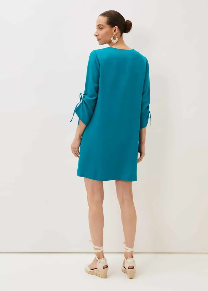 Phase Eight Dresses Ceiara Ruched Sleeve Tunic Dress Teal 8211 Women