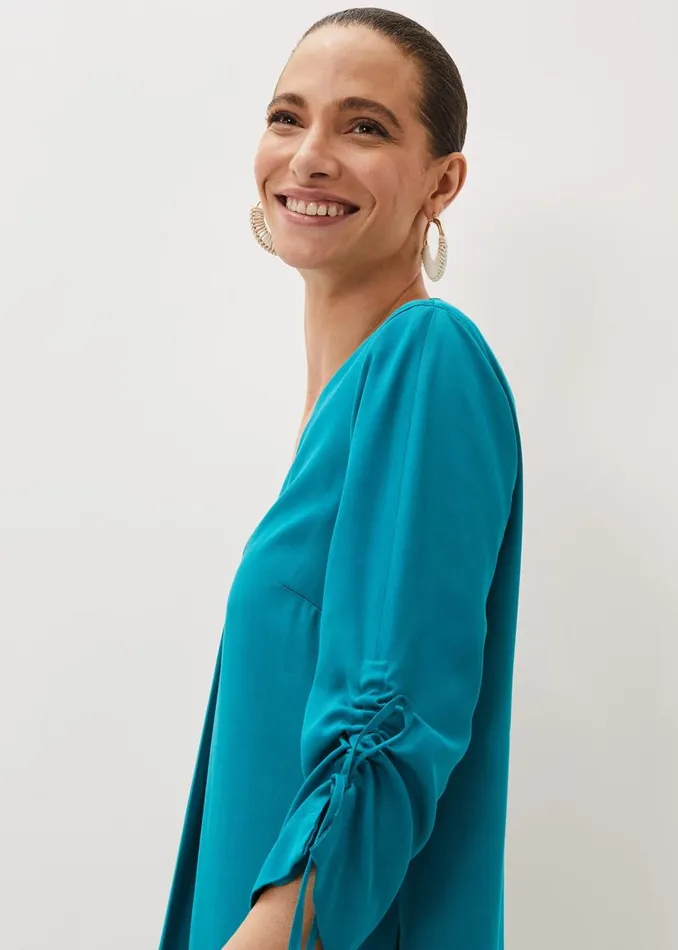 Phase Eight Dresses Ceiara Ruched Sleeve Tunic Dress Teal 8211 Women
