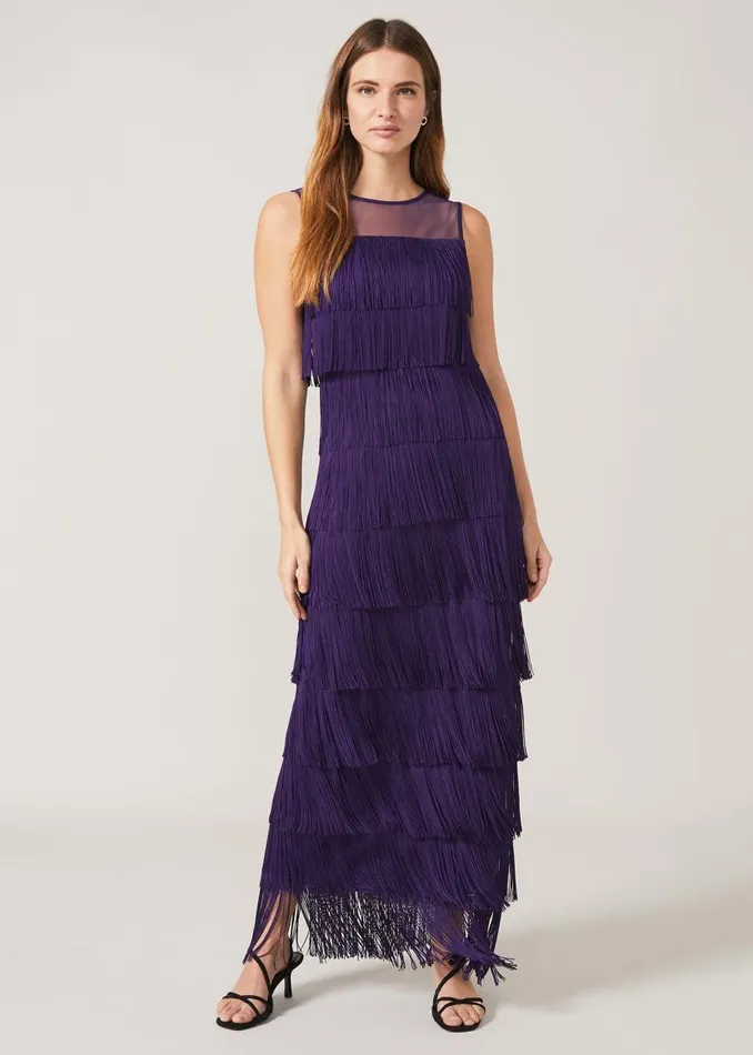 Phase Eight Dresses Cody Fringe Maxi Dress Violet 8211 Women