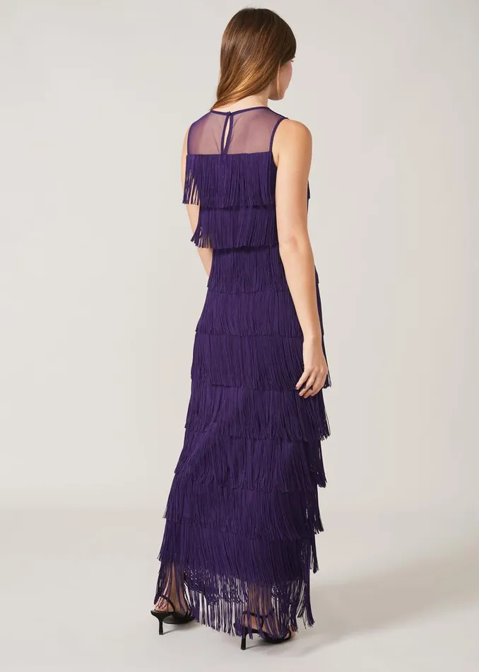 Phase Eight Dresses Cody Fringe Maxi Dress Violet 8211 Women