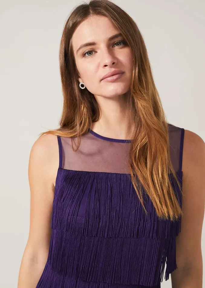 Phase Eight Dresses Cody Fringe Maxi Dress Violet 8211 Women