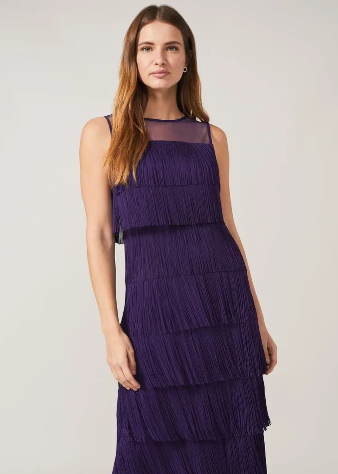 Phase Eight Dresses Cody Fringe Maxi Dress Violet 8211 Women