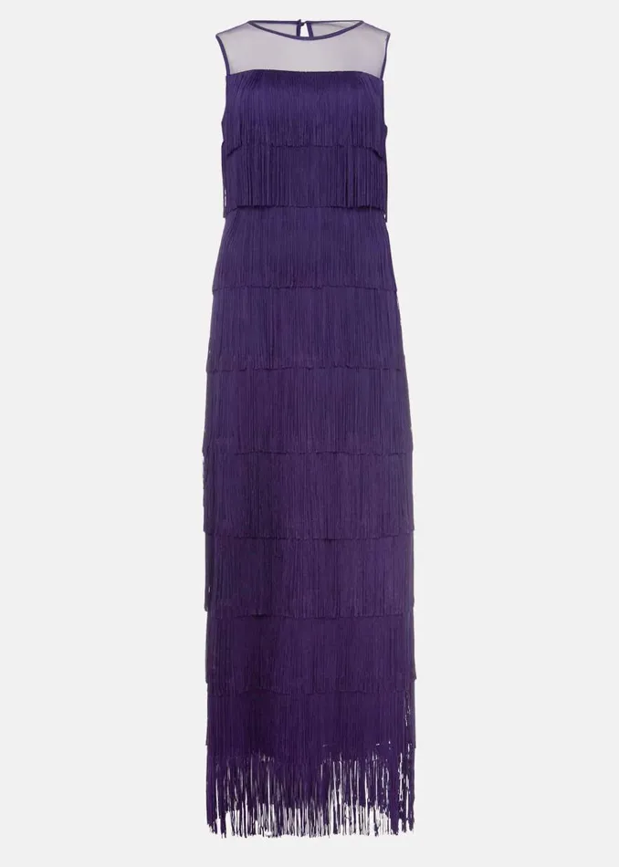 Phase Eight Dresses Cody Fringe Maxi Dress Violet 8211 Women