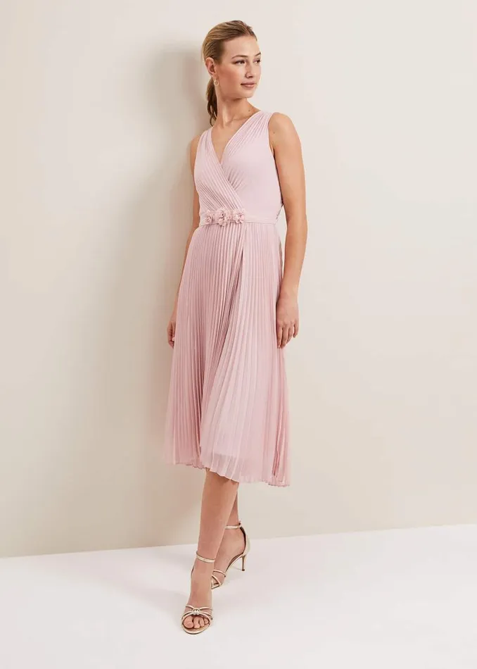 Phase Eight Dresses Cressida Pleated Midi Dress Antique Rose 8211 Women